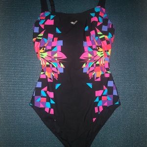 Womens one piece bathing suit.